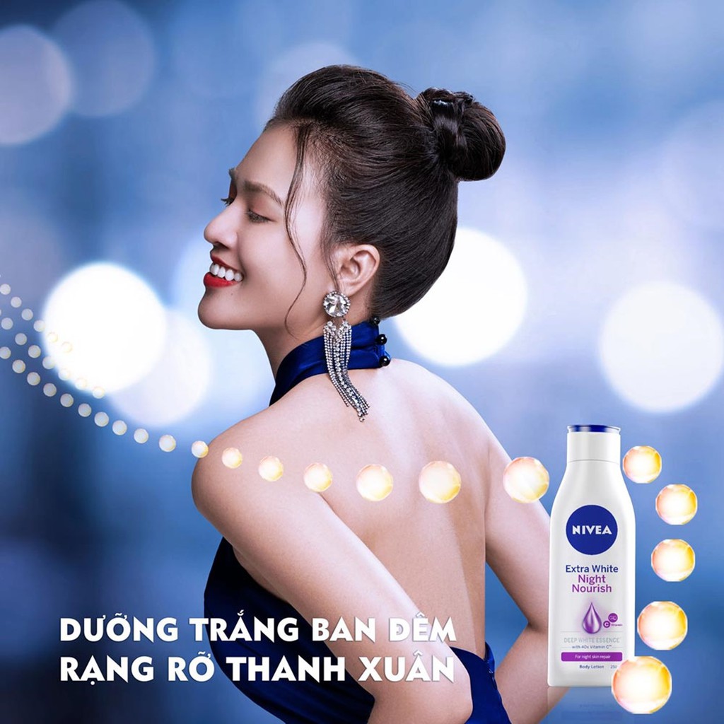 Sữa Dưỡng Thể Dưỡng Trắng Da Ban Đêm Nivea Extra White Night Nourish Body Lotion 200ml - Tím