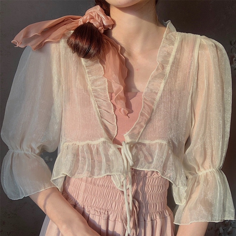 Áo khoác mỏng sexy thắt nơ