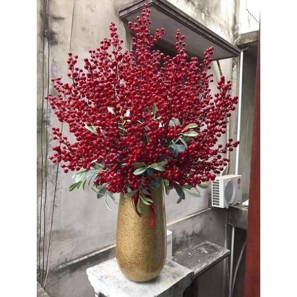 Cành đào đông đỏ nổi bật trang trí nhà cửa, công ty sang trọng - Hàng đẹp