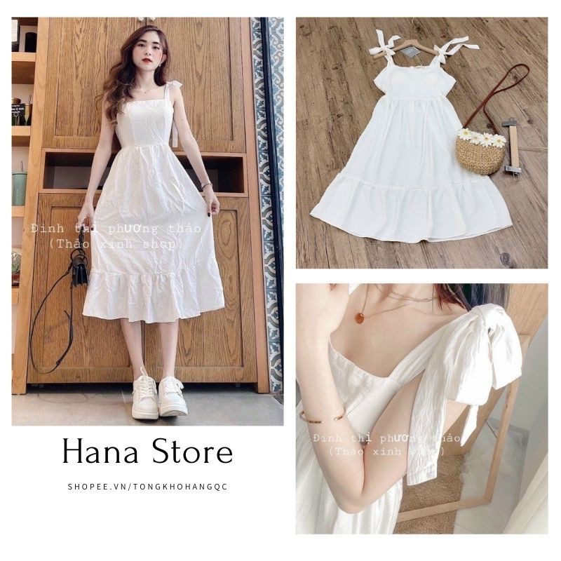 Váy 2 Dây Đuôi Cá Dáng Dài ❤️ Hana Store - Freeship ❤️ Đầm suông 2 dây nữ màu trắng đuôi cá Ulzzang SIÊU HOT ❤️