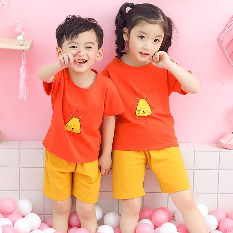 Set Áo Thun Tay Ngắn &amp; Quần Short Cho Bé Trai &amp; Gái Từ 2-10 Tuổi