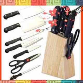 Bộ dao kéo hợp kim Inox 8 món kèm hộp gỗ tiện lợi  ahihih.store