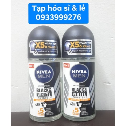 Lăn Khử Mùi Nivea Men Black &amp; White Chai 50 ML NAM