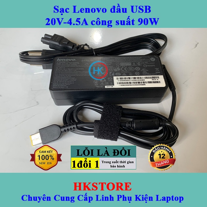 Sạc Laptop Lenovo 20V - 4.5A 90W chân vuông - USB dùng cho Lenovo T440 E531 X240 X230 G500 T540 G400 G500