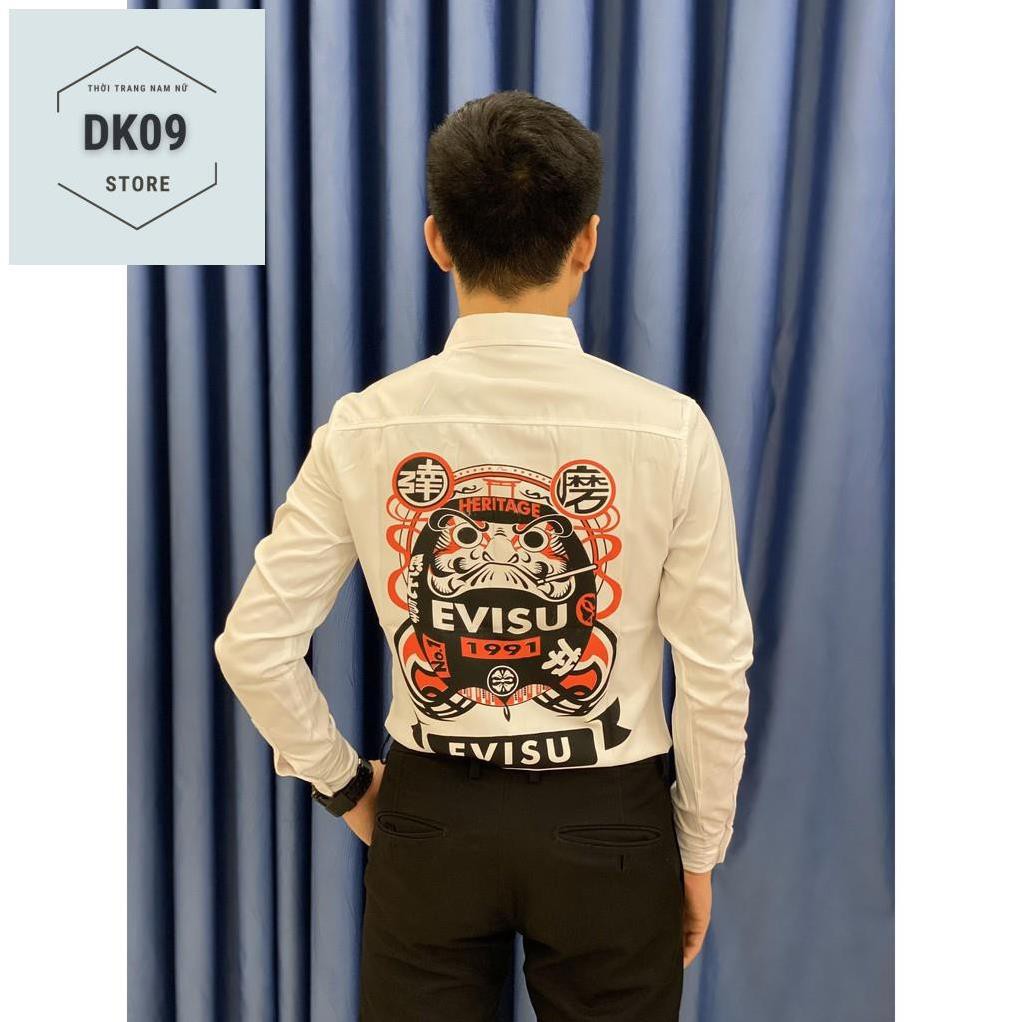 Áo Sơ Mi Dài Tay Cặp Đôi Nam- Nữ In Evisu