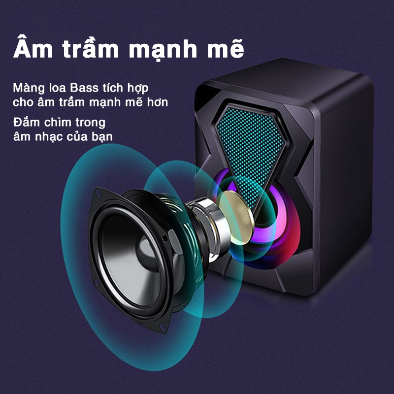 Loa máy tính laptop vi tính mini Y9077 âm Bass hay âm thanh nổi loa di động dùng giắc cắm âm thanh 3.5mm