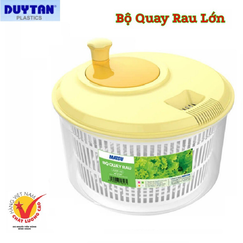 BỘ QUAY RAU SIZE LỚN DUY TÂN   GIÚP LOẠI BỎ NƯỚC RA KHỎI RAU CỦ QUẢ SAU KHI RỬA NHANH CHÓNG, AN TOÀN.