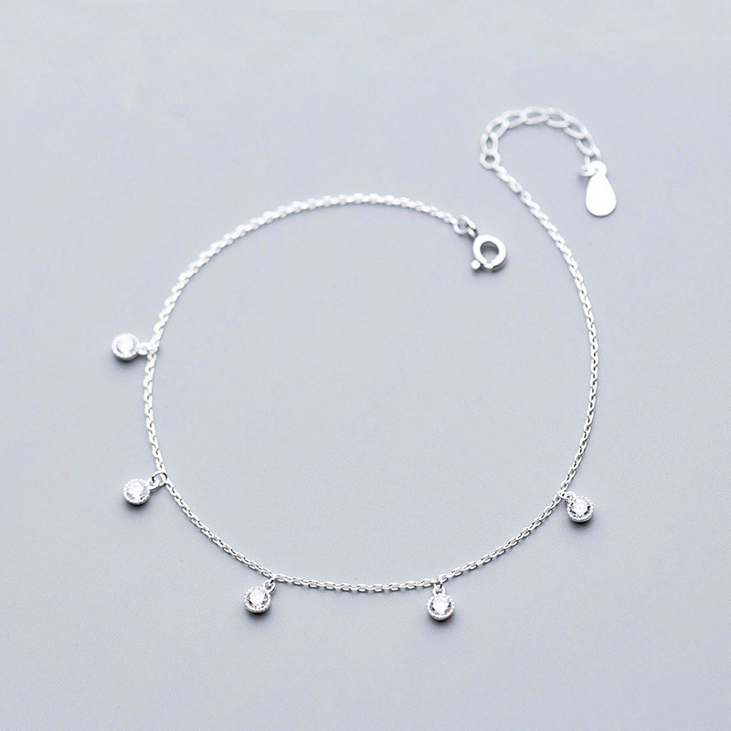 Lắc chân bạc hạt đá Choco Jewelry