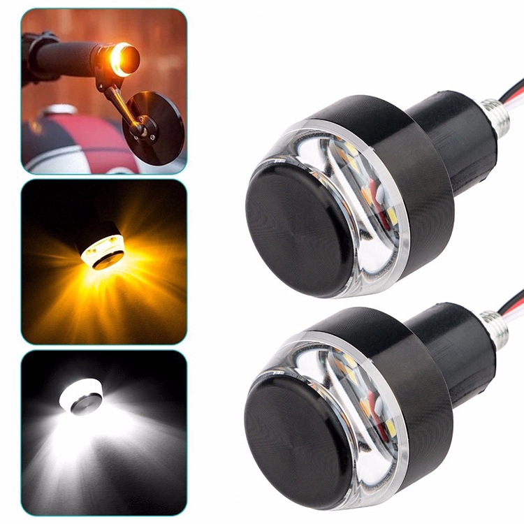 Set 2 đèn LED nhôm gắn tay lái xe mô tô phát tín hiệu rẽ màu vàng nháy sáng thông dụng 22mm