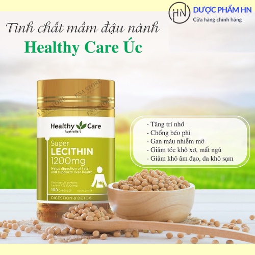 Viên Uống Mầm Đậu Nành Healthy Care Super Lecithin, Giúp Đẹp Da, Tăng Vòng 1, Cân Bằng Nội Tiết Tố Duocphamhn92 100 viên
