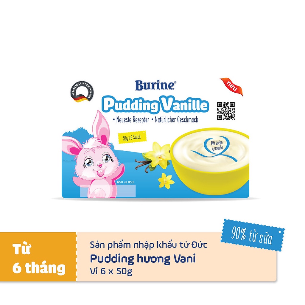 Quà tặng không bán từ PHILIPS AVENT vỉ 6 hũ Pudding Ăn Dặm Burine Vị Vani 1906 (Cung Cấp Vitamin, Dưỡng Chất cho bé)