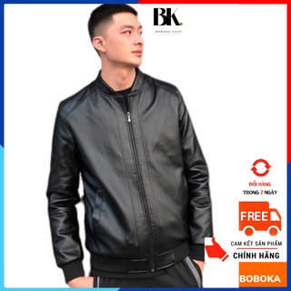 Áo khoác da nam butinio áo khoác da bomber nhập khẩu cao cấp dành cho qúy ông/ jacket đen-dn02