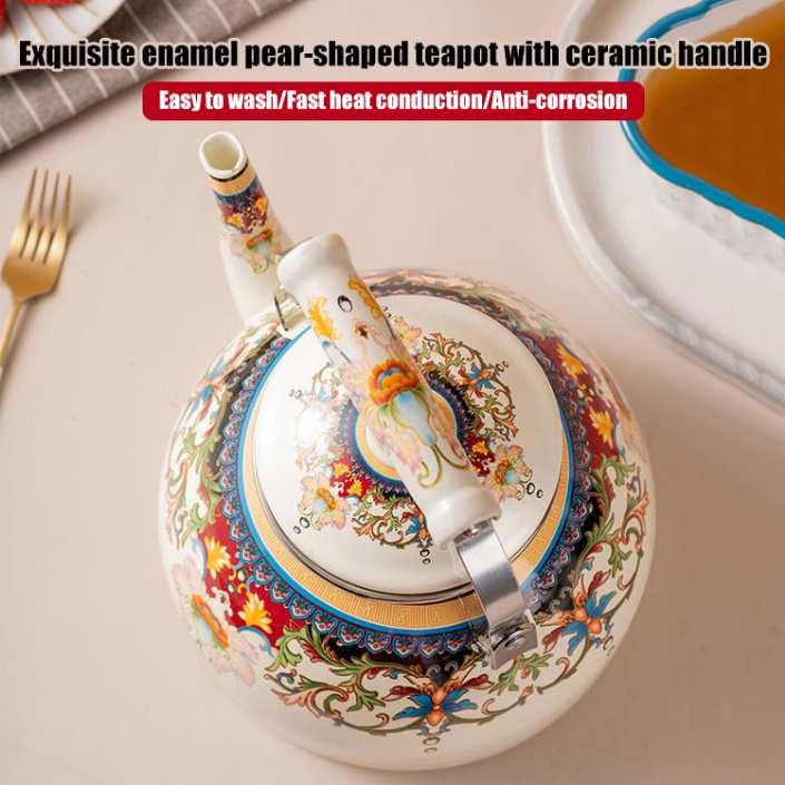 Ấm Trà Tráng Men Hình Quả Lê Có Tay Cầm Bằng Sứ