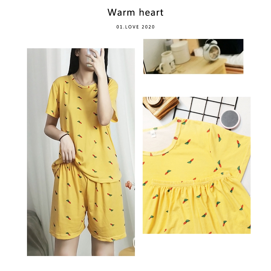 xiaohan korea loose short sleeve sleepwear women's pajama sets motif female cute print large size thin nightwear | BigBuy360 - bigbuy360.vn