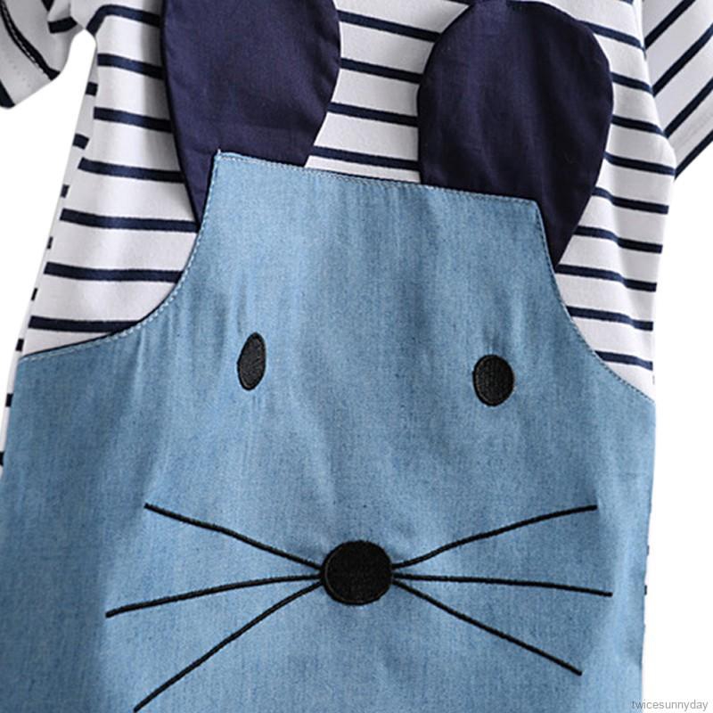 Đầm Denim Ngắn Tay In Hình Chuột Mickey Dễ Thương Cho Bé Gái