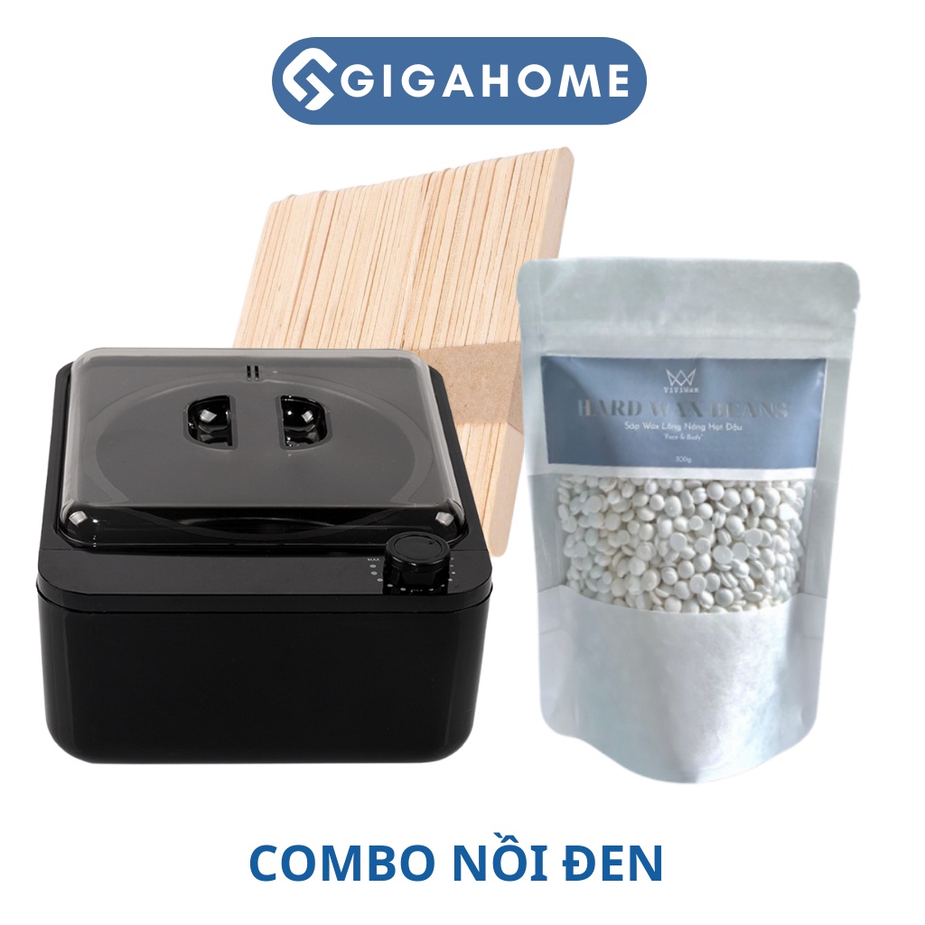 Combo Nồi Chống Dính + 100gram Sáp Wax Lông Sữa Dừa + 5 Que Gỗ Cao Cấp GIGAHOME