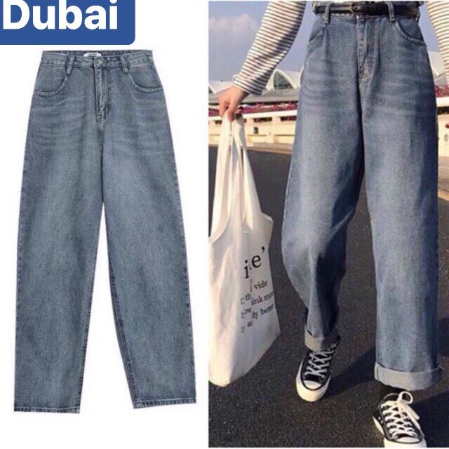 QUẦN BAGGY JEAN NỮ XANH CHẤT BÒ ỐNG RỘNG DÀI LƯNG CAO NÂNG MÔNG NHẬT BẢN DB-20 CAO CẤP,DUBAI FASHION
