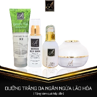 Bộ 4 sản phẩm dưỡng trắng da mặt💎Sữa Rửa Mặt+Detox+Serum+Kem Face💎Tặng mặt nạ💎Giúp da trắng mịn căng bóng như da e bé