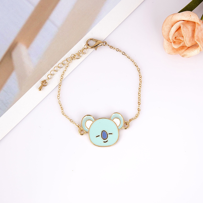 Vòng đeo tay kim loại màu vàng họa tiết hoạt hình KPOP BT21