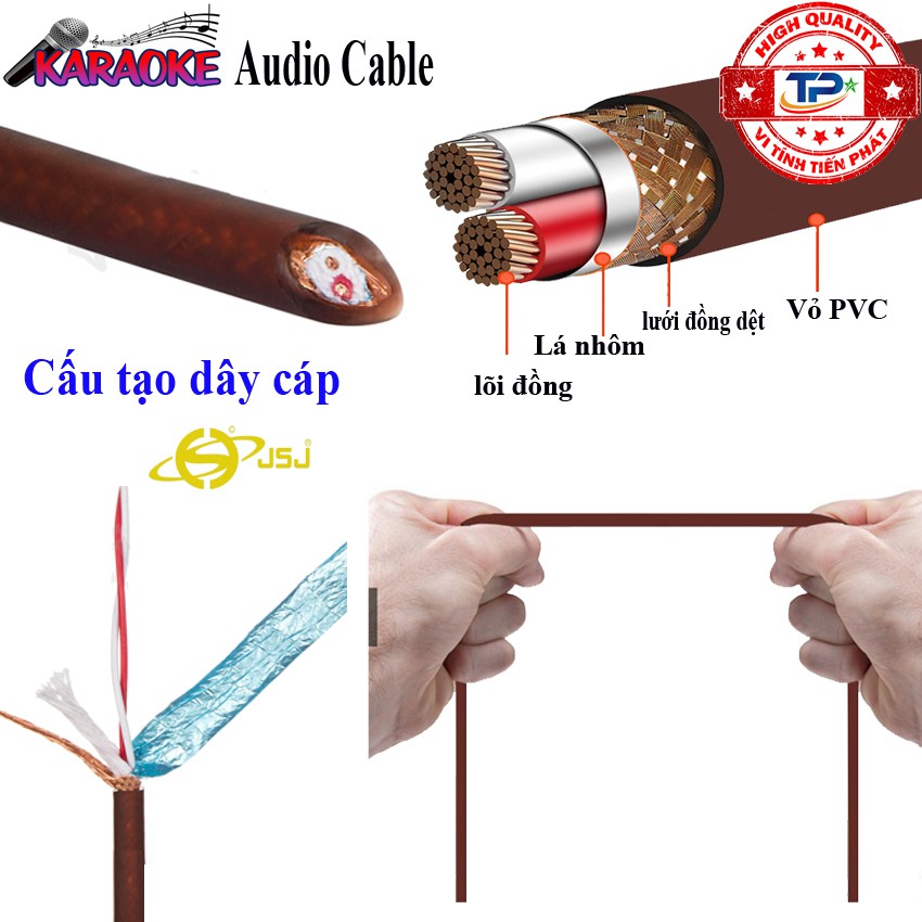 Dây tín hiệu canon cái XLR ra đầu AV đực dài 1m - JSJ-607B / 607A / 607C dây chống tạp âm cực tốt cho dàn Karaoke