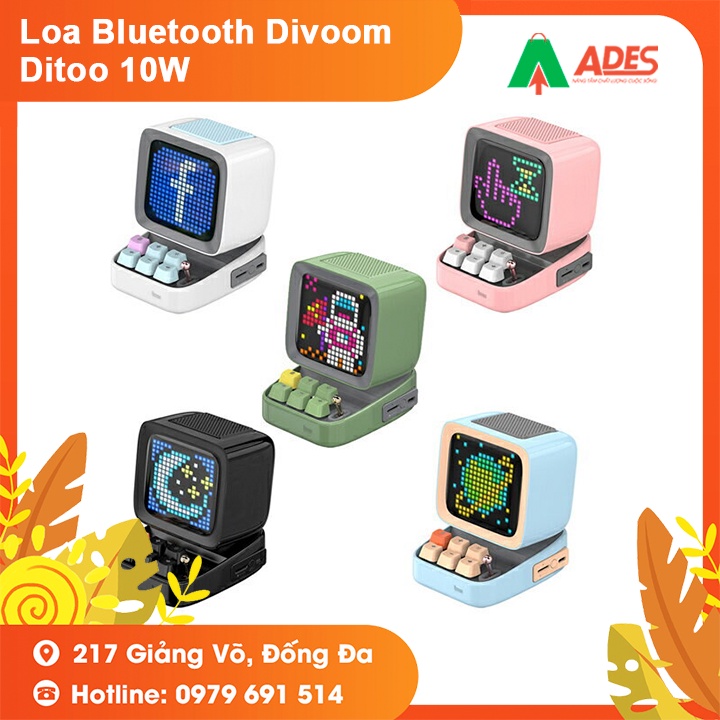 Loa Bluetooth Divoom DiToo 10W - Hình Dáng Máy Tính Cổ, Màn Hình LED 256 Full RGB, Tích Hợp APP DIVOOM - NEW 2021