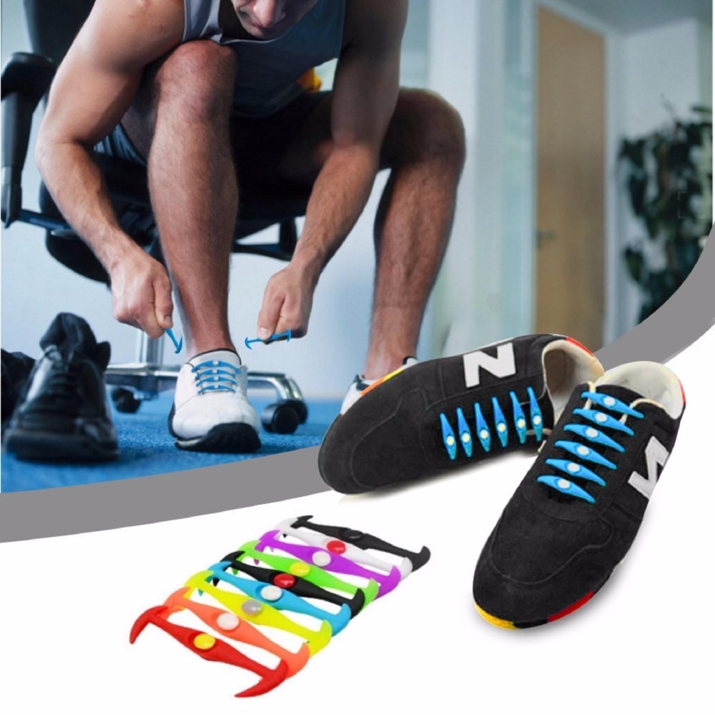 Dây giày cao su đàn hồi thông minh V-tie Shoelace bộ 12 dây chất liệu silicone độ bền cao Phặn Phặn