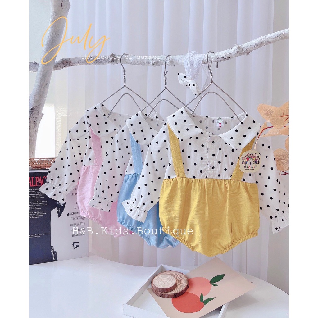 Set Body Sơ Sinh Liền Thân Áo Chấm Bi Chất Đũi Dành Cho Bé - SS09 - Babi mama