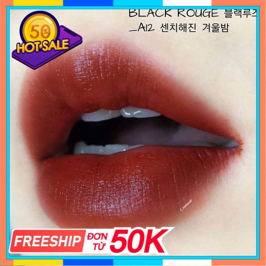 Son Black Rouge  A06 Màu Đỏ gạch 🎁CHUẨN CHÍNH HÃNG🎁 Son kem lì A12 ĐỎ NÂU TRẦM | Thế Giới Skin Care