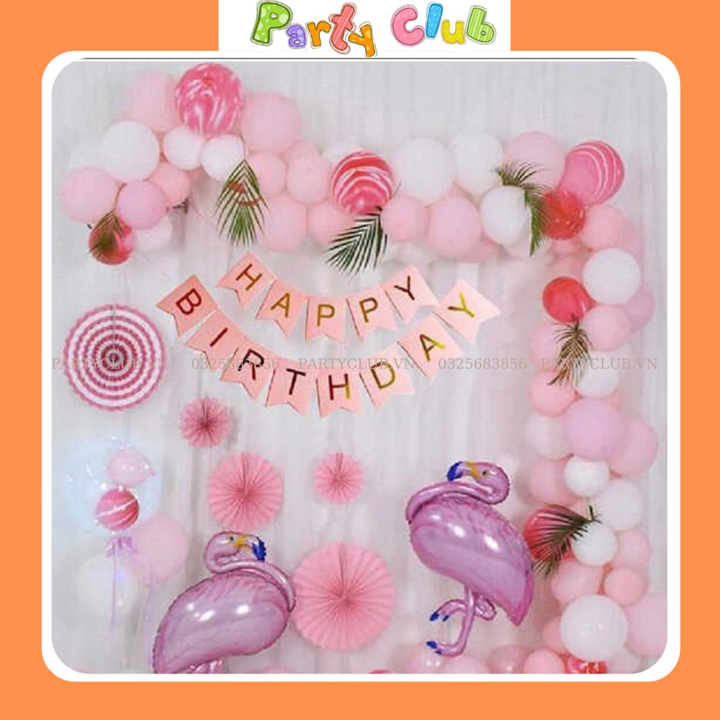 set bóng trang trí sinh nhật màu hồng cho bé