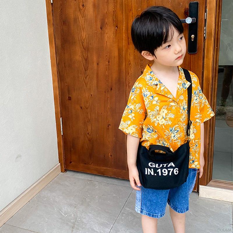 Túi xách vải canvas nhỏ gọn in chữ cái đáng yêu dành cho bé