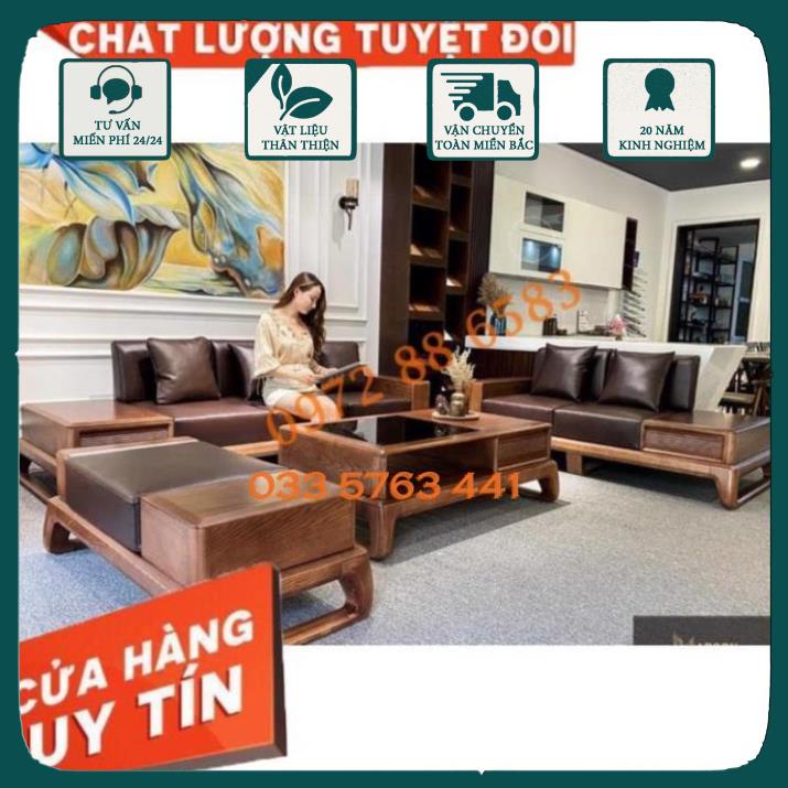 GIÁ GỐC - Ảnh thật kèm video ghế sofa 2 văng chân choãi gỗ sồi nga cao cấp kiểu dáng 2 văng dành cho phòng khách