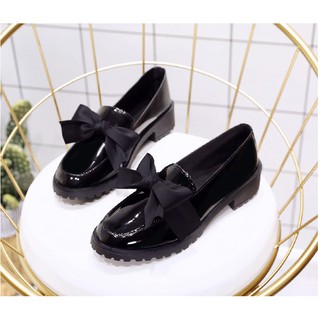 Giày loafer nơ,da bóng