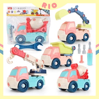 Trọn bộ xe mô hình công trình lắp ráp cho bé kích thước lớn hãng diy