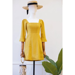 AMBER - Đầm vàng linen Ida