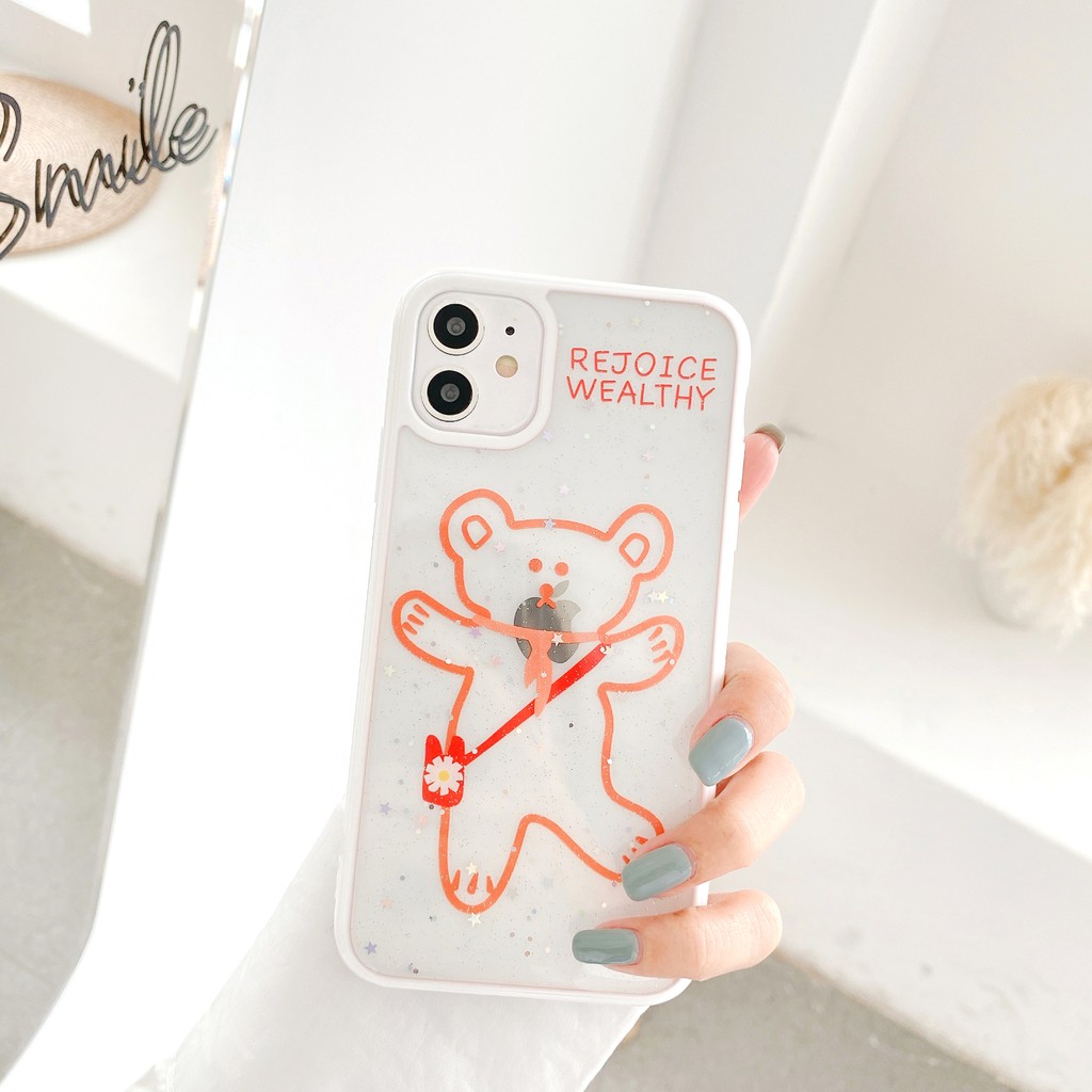Ốp lưng iphone Gấu Rejoice viền màu 5/5s/6/6plus/6s/6splus/7/7plus/8/8plus/x/xr/xs/11/12/pro/max/plus/promax | BigBuy360 - bigbuy360.vn