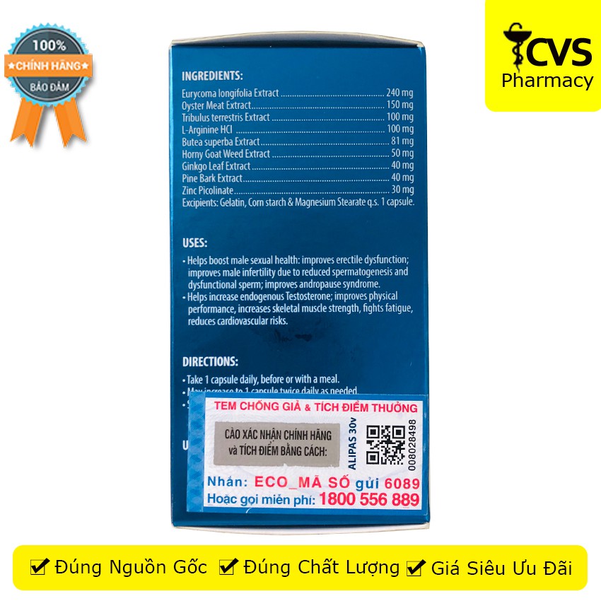 Sâm Alipas  mới 30 viên - giúp tăng cường sinh lý - CVSpharmacy