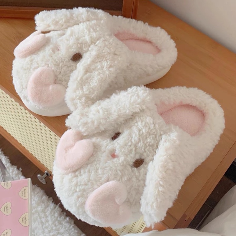 Dép bông,dép đi trong nhà hình trái tim dễ thương phong cách Ulzzang