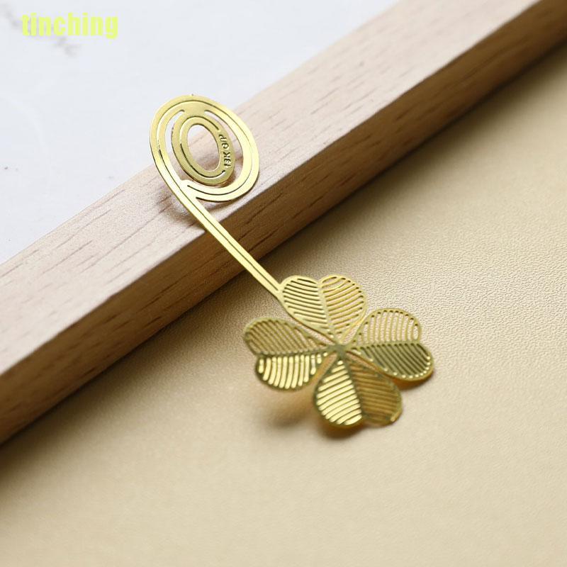 1 Kẹp Sách Hình Cỏ Bốn Lá Bằng Kim Loại Dùng Làm Quà Tặng Cho Bạn