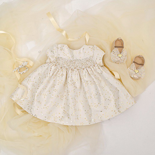 Đầm Gấm Chấm Bi Vàng Smock (Petit à Petit)