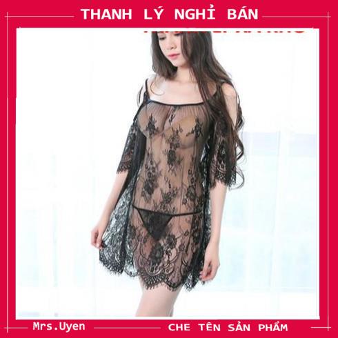 Váy ngủ ren xuyên thấu 2 dây hở vai gợi cảm [Vr1200] đầm ngủ indoor sexy chụp studio siêu đẹp