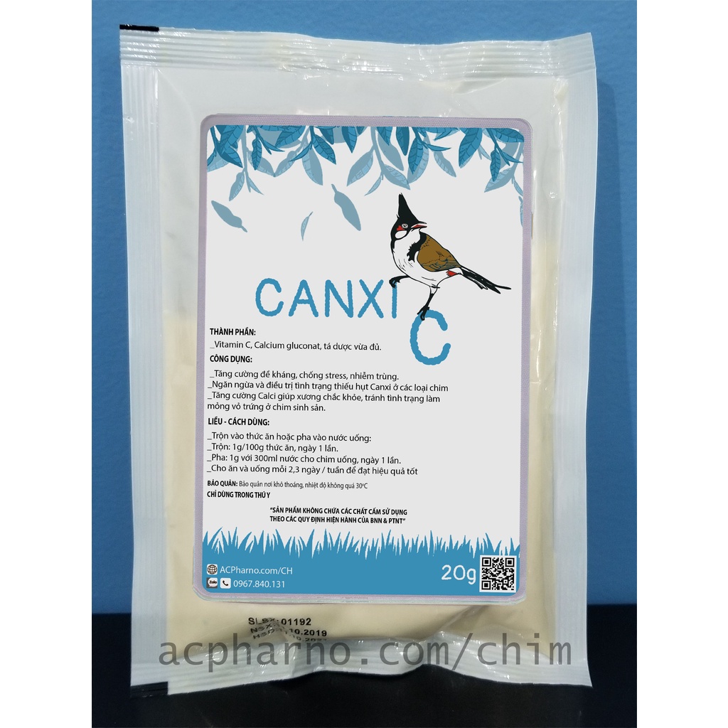 Canxi C Calcium C Dành Cho Chim Cảnh 20g - Chim cu gáy, chào mào, chích chòe, chim săn mồi, bồ câu, khướu, vẹt, họa mi