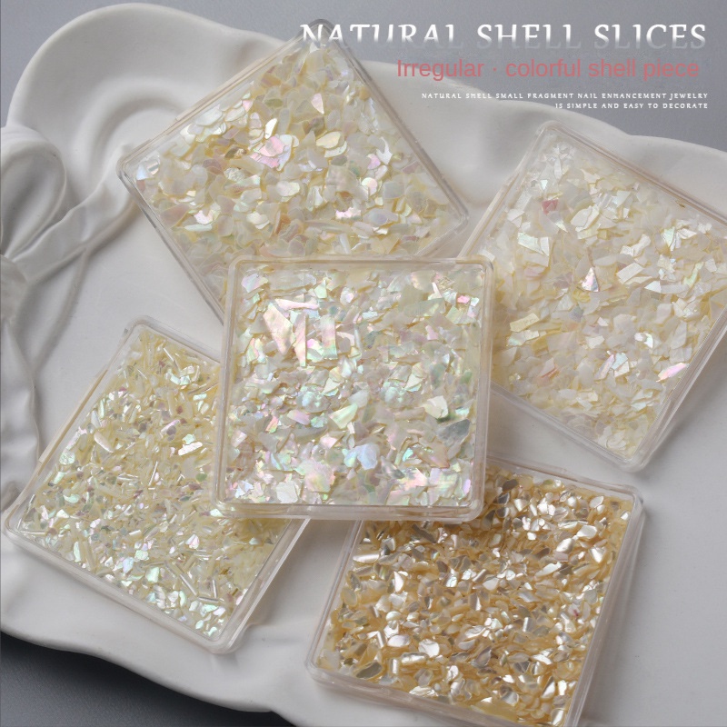 1 Hộp Mảnh Vỏ Móng Tay Symphony Kích Thước Nhỏ / Bộ Đồ Trang Sức Móng Tay Siêu Mảnh Bào Ngư Vịnh Bột Hải Tự Nhiên Nhật Bản / Trang Sức Sequin Làm Móng Tay