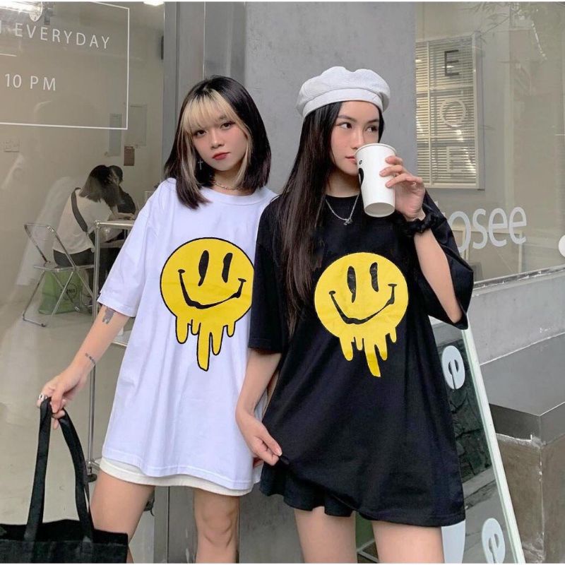 [RẺ VÔ ĐỊCH] Áo Thun Tay Lỡ Unisex Mặt Cười icon, Áo Phông Form Rộng Nam Nữ Cotton Oversize sihoangngan