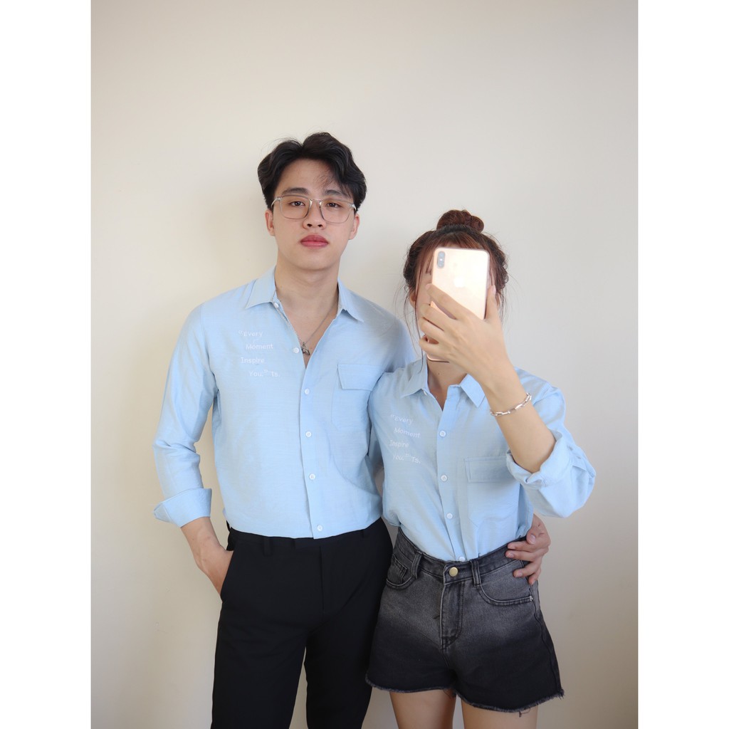 Áo sơ mi nam nữ unisex tay dài kiểu dáng Hàn Quốc hợp thời trang nam tính dễ phối đồ | BigBuy360 - bigbuy360.vn