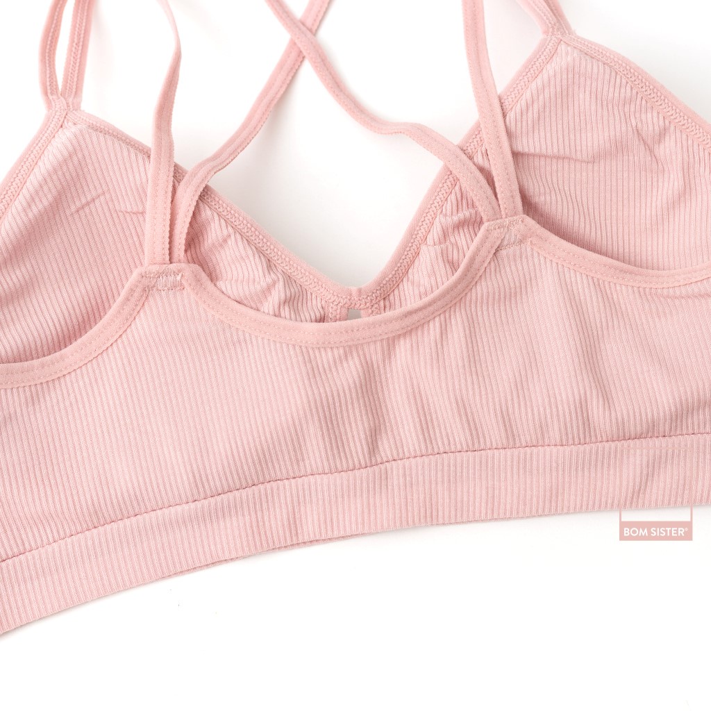 Áo lót thể thao không gọng mút mỏng màu trơn dây vai chéo mút tháo rời được nâng ngực tự nhiên BOM SISTER BR4007 | BigBuy360 - bigbuy360.vn