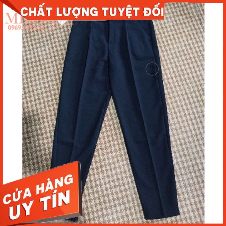 HÀNG CAO CẤP -  Quần tây đen nữ công sở 2 cúc bấm sắt mặc đi học làm - Dáng quần baggy vải công sở nữ lưng cao ống đứng 