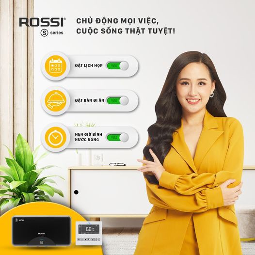 Bình nóng lạnh gián tiếp Rossi S-Series 20 LÍT NGANG, chính hãng, bảo hành 10 năm toàn quốc, tân á đại thành online