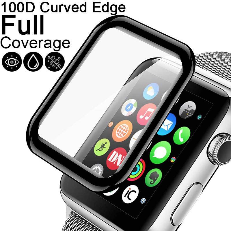 Kính Cường Lực Cong 100D Bảo Vệ Màn Hình Đồng Hồ Thông Minh Apple Watch Series 8 7 HD SE 40mm 44mm 2022