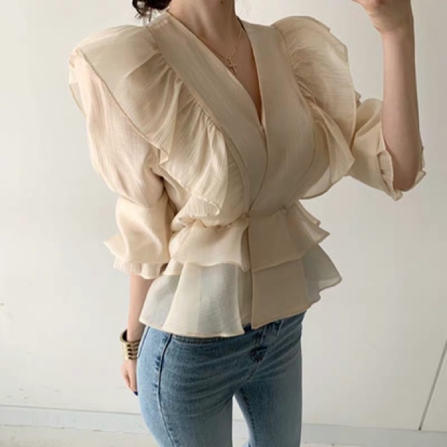 Áo voan xoè kiểu peplum koreastyle