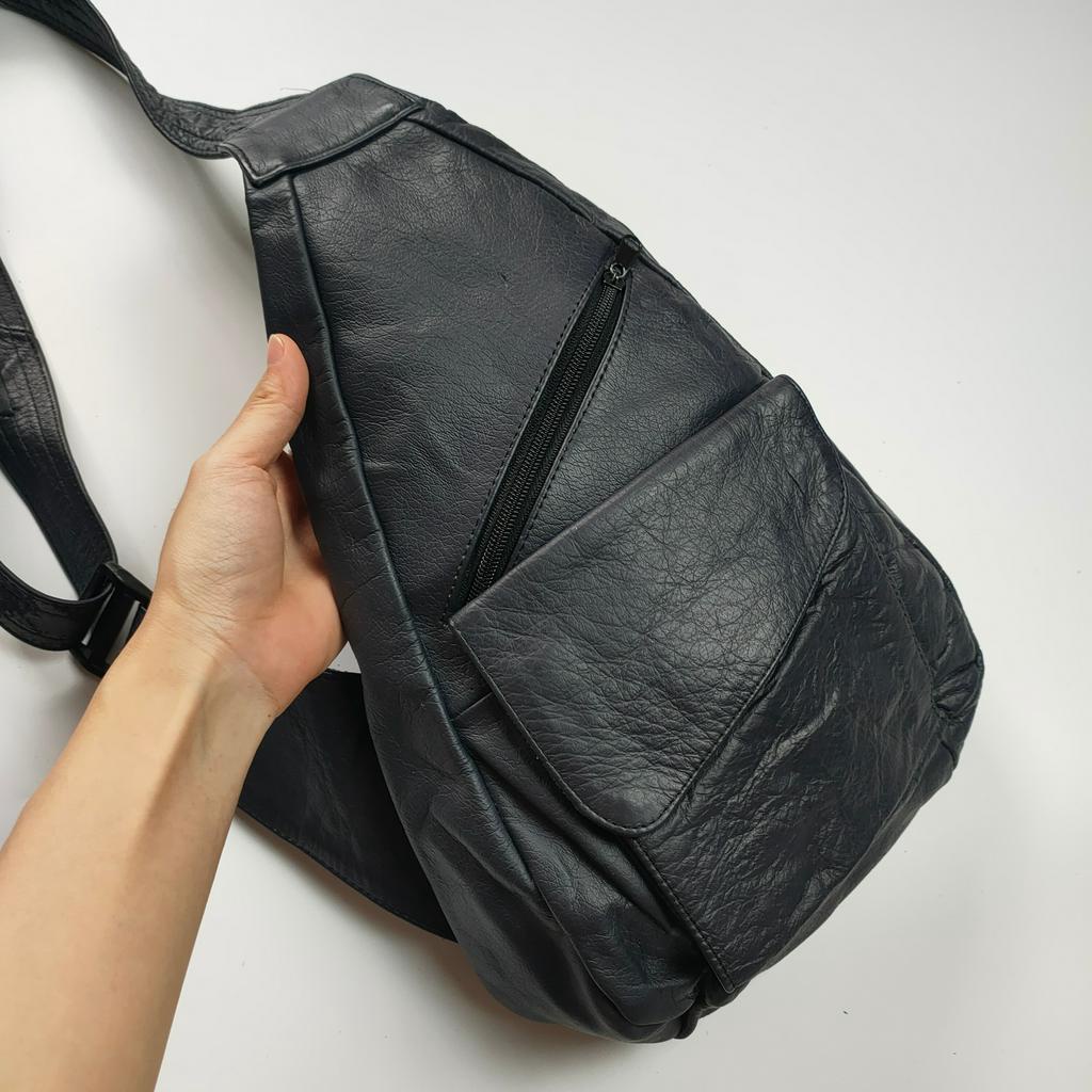 Túi bao tử đeo chéo ngực da thật secondhand Đồ Si Bon TD551